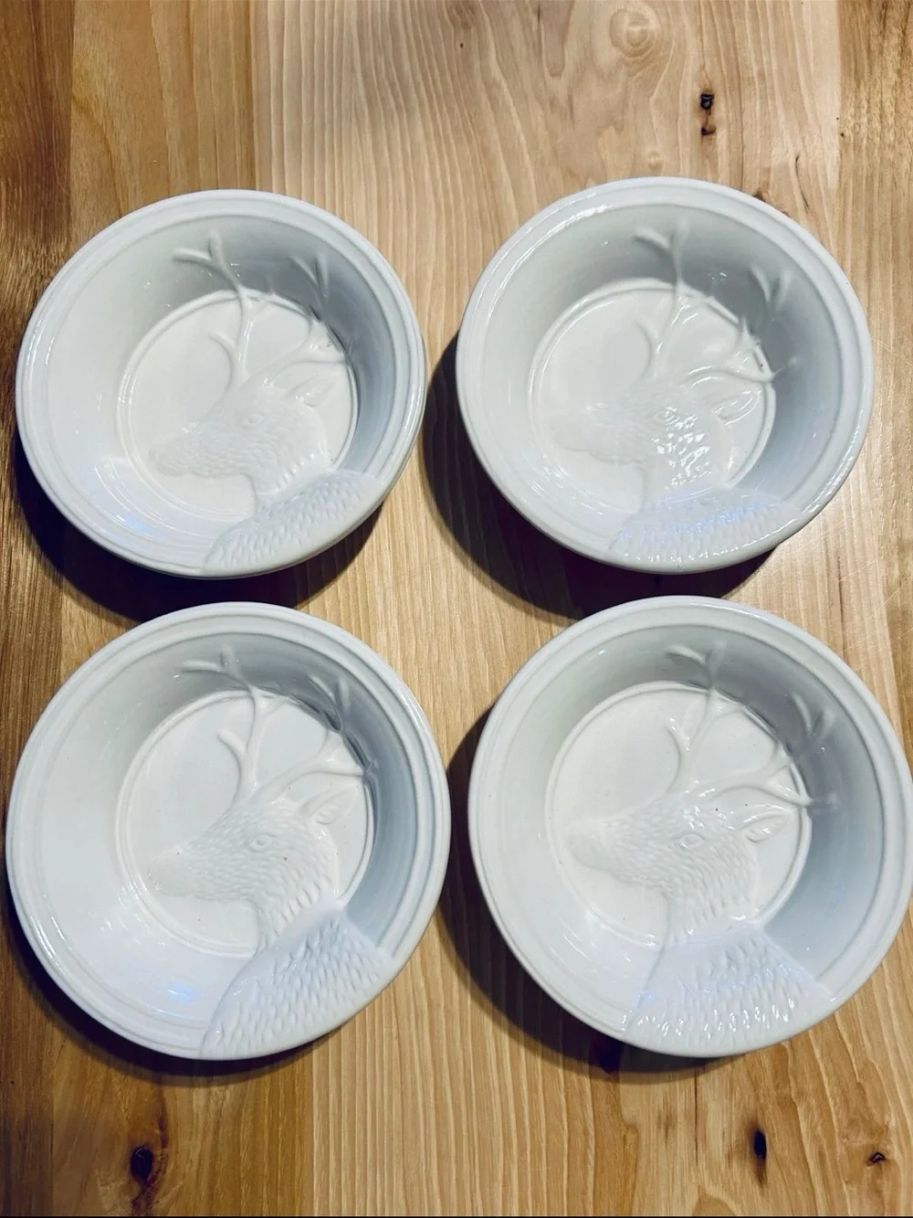 Pottery Barn DONDER Deer Embossed Ceramic Dipping Bowls - Set of 4